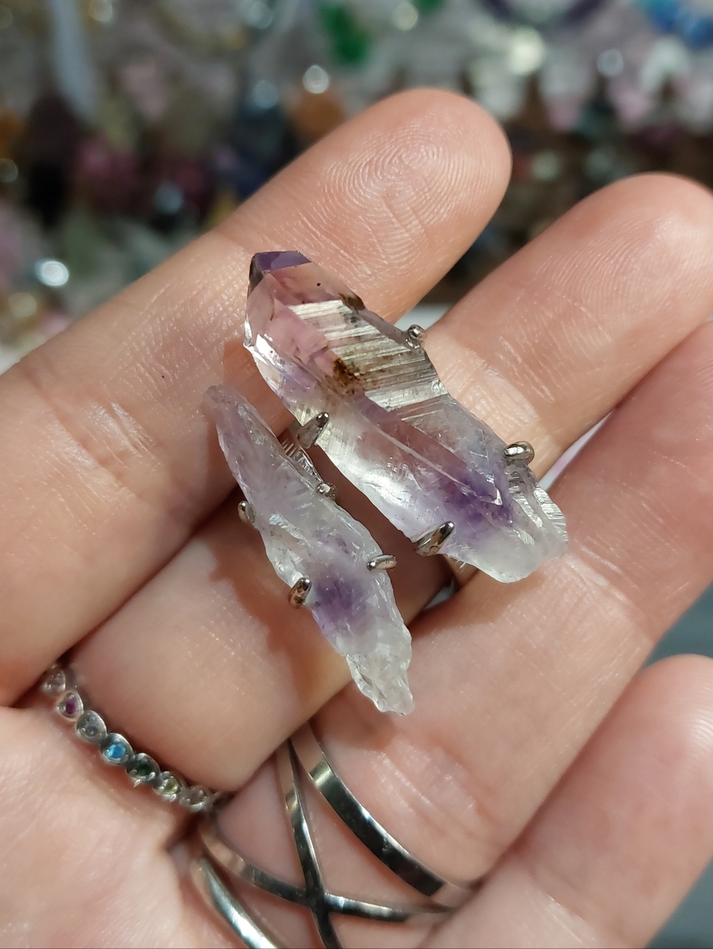 🪨⚒️ Duel Super 7 Raw Crystal Point Adjustable Ring